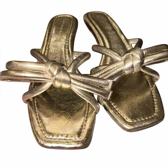 Loeffler Randall Neely Metallic Leather Kitten Heel Sandals Gold 6.5 - Picture 8 of 10